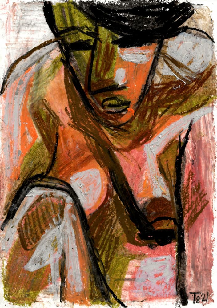 Pensive Abstract Figure by Tore Bahnson — canvas wall art
