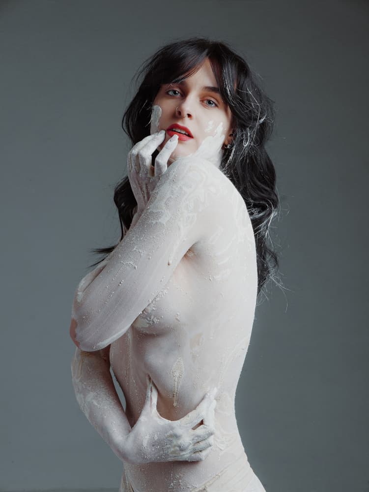 White Paint Portrait by Ruslan Kolodenskiy — canvas wall art