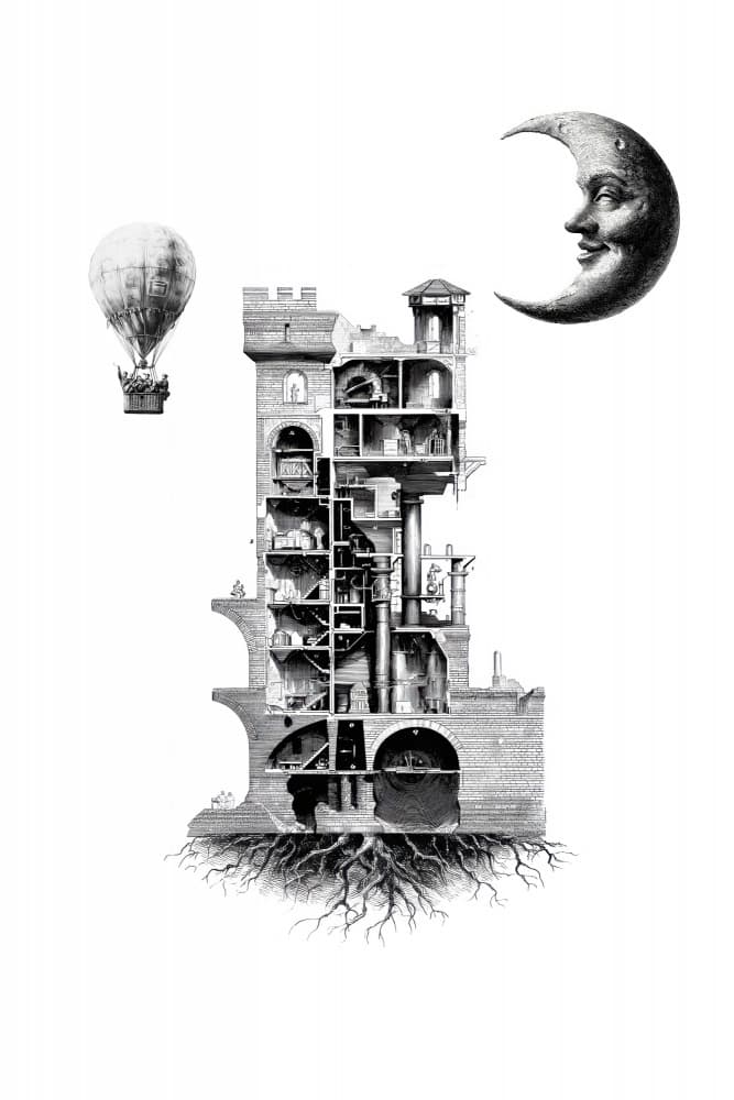 Moon Castle Balloon Dream by Rafal Kulik — canvas wall art