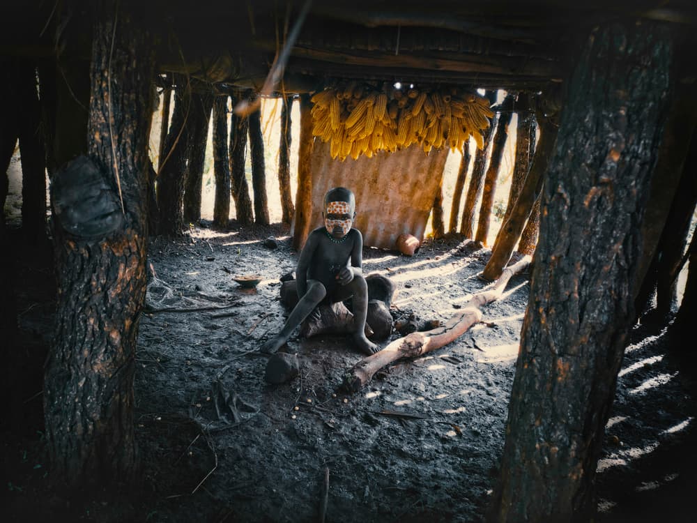 Indigenous Child Rustic Hut by Svetlin Yosifov — canvas wall art
