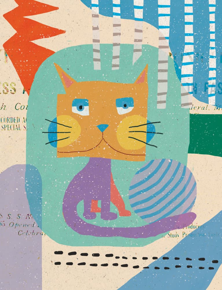 Playful Geometric Cat by Aylin Demir — canvas wall art