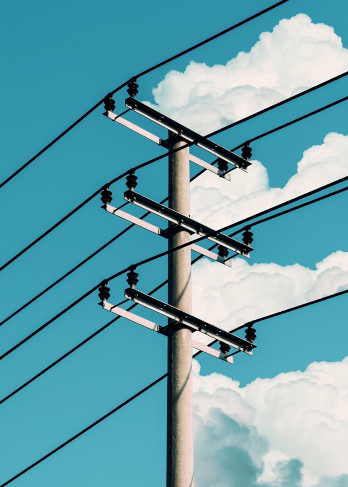 Blue Sky Wires by Ariz Rab — canvas wall art