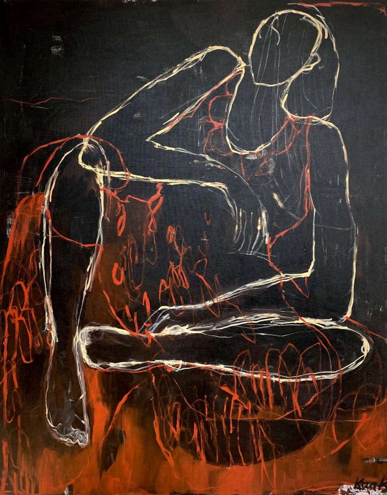 Contemplative Figure Outline by Magdalena Krzak — canvas wall art