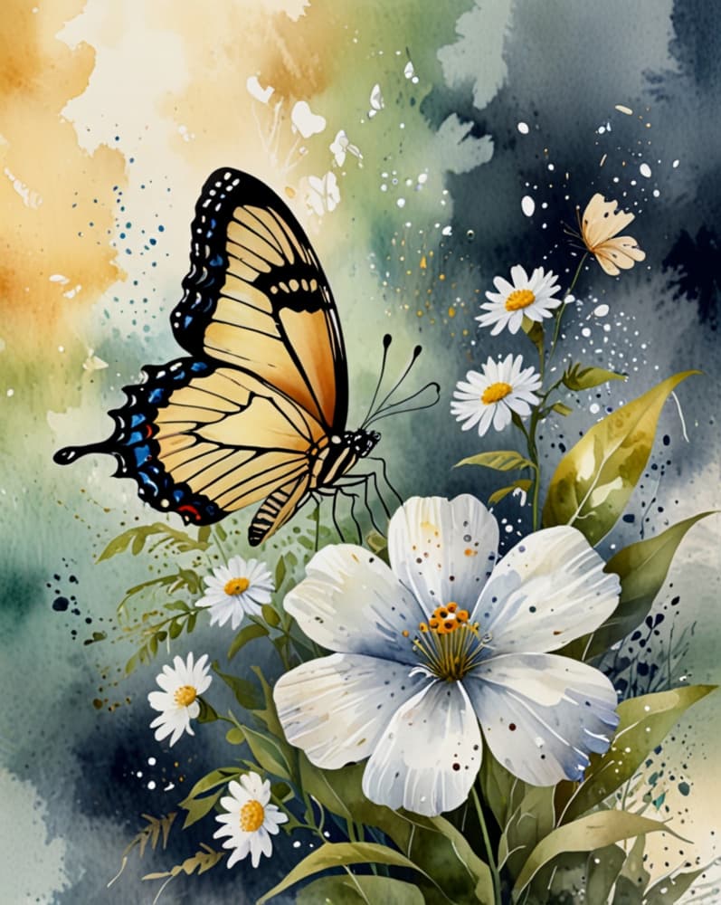 Yellow Butterfly Garden by Anda Bieza — canvas wall art