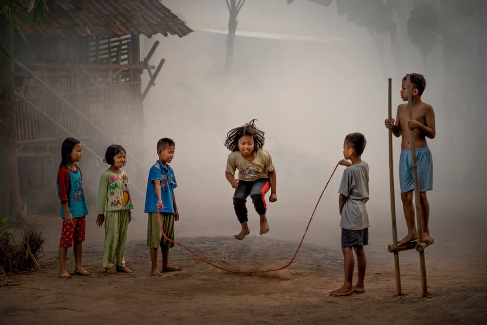 Childhood Village Games by octavandy — canvas wall art
