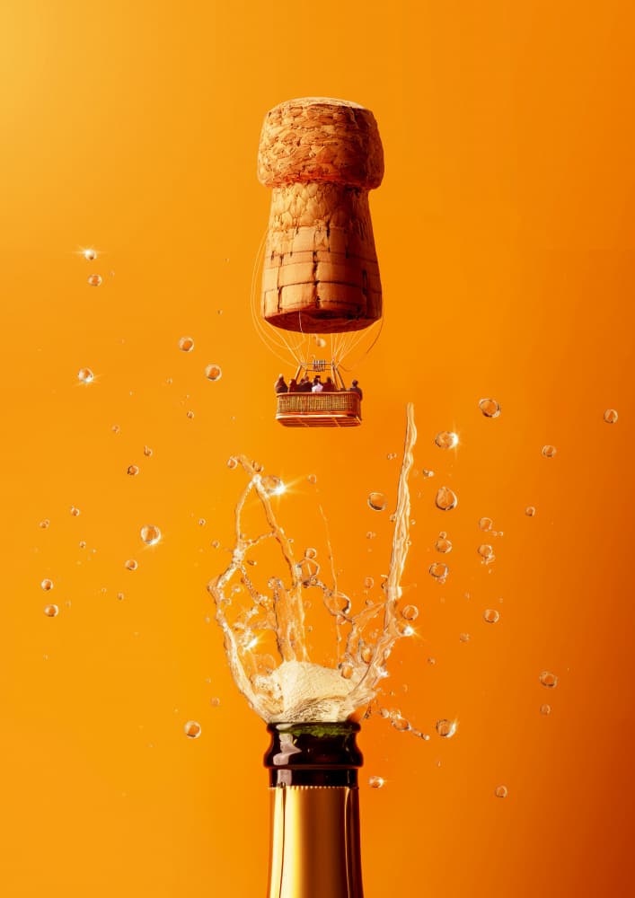 Champagne Hot Air Balloon by Artem Pozdniakov — canvas wall art