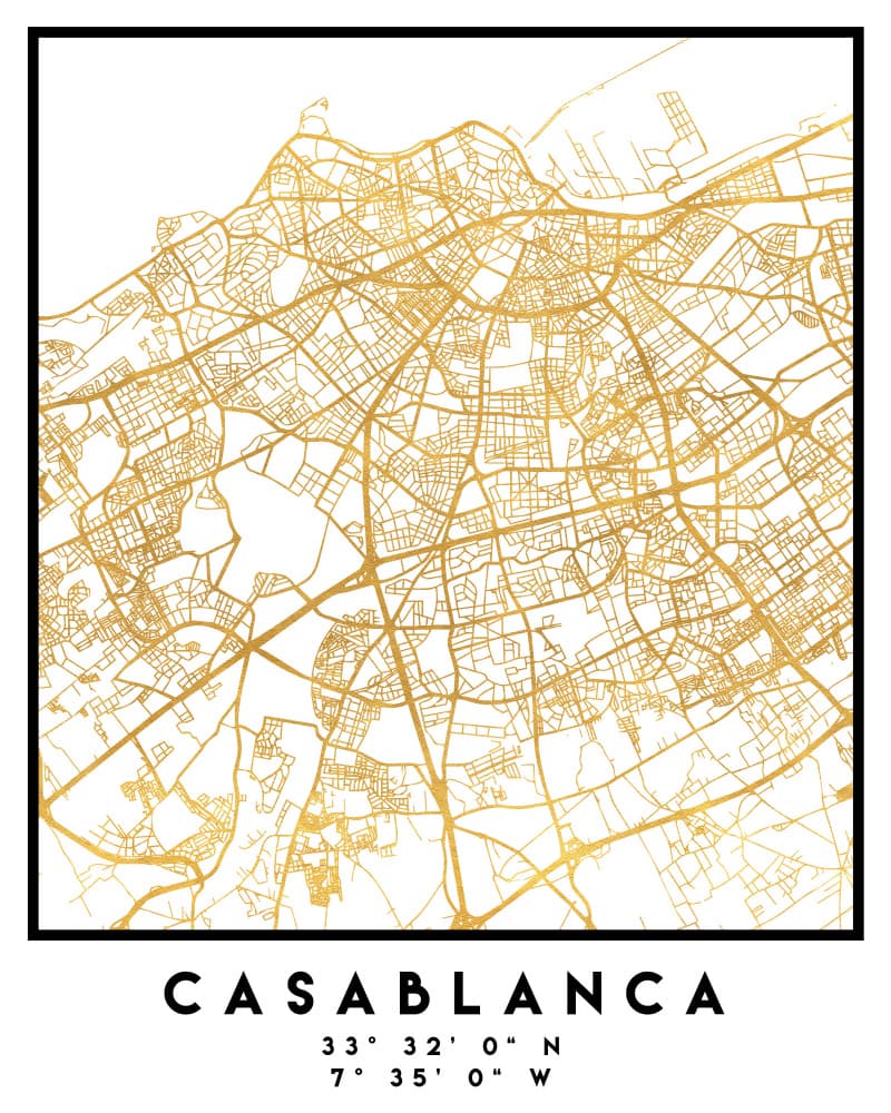 Casablanca Gold Map by Emiliano Deificus — canvas wall art