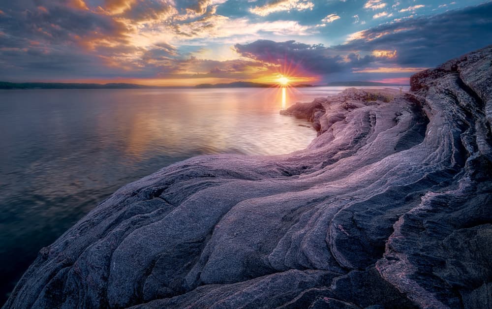 Vibrant Coastal Sunset by Ben.C.L — canvas wall art