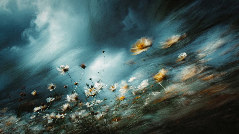 Stormy Wildflowers by Erkan Camlilar — canvas wall art