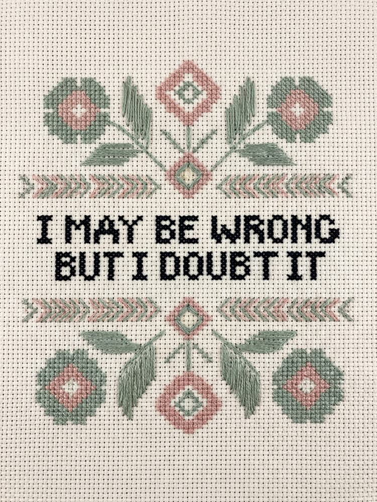 Witty Cross Stitch Quote by Andreas Magnusson — canvas wall art