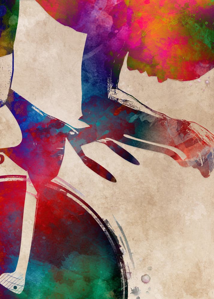 Dynamic Watercolor Cyclist by Justyna Jaszke — canvas wall art