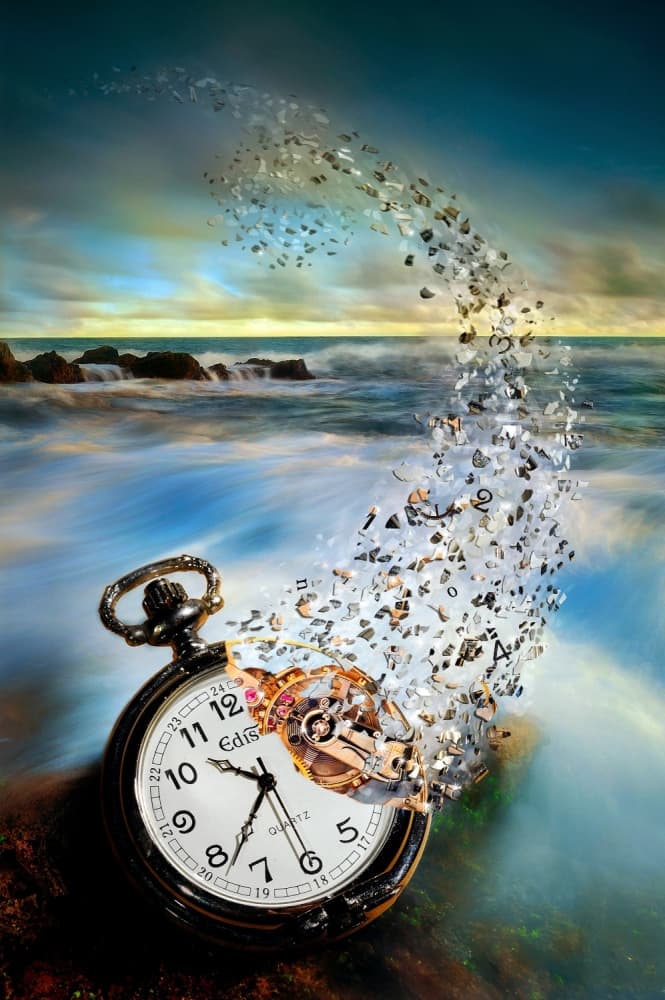 Surreal Pocket Watch Ocean by Sandy Wijaya — canvas wall art