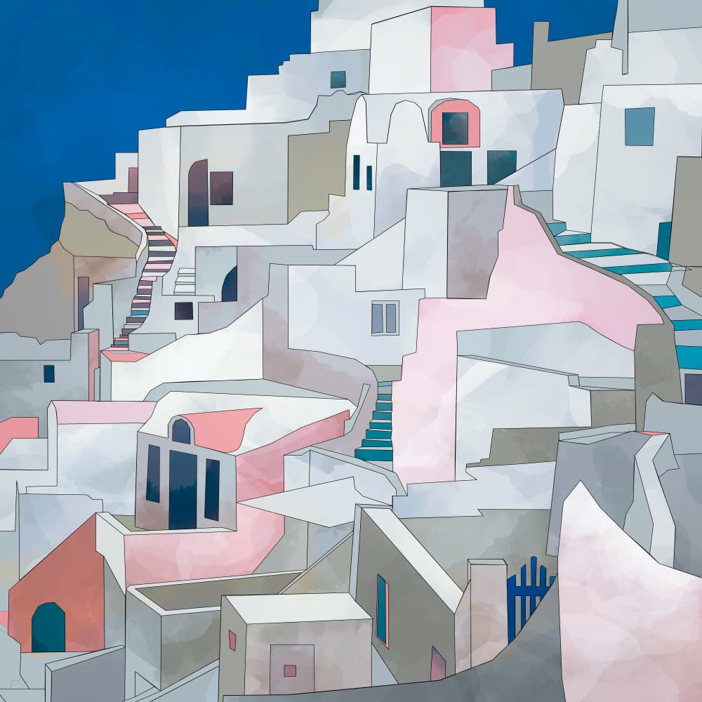Santorini7x7 by Ana Rut Bre — canvas wall art
