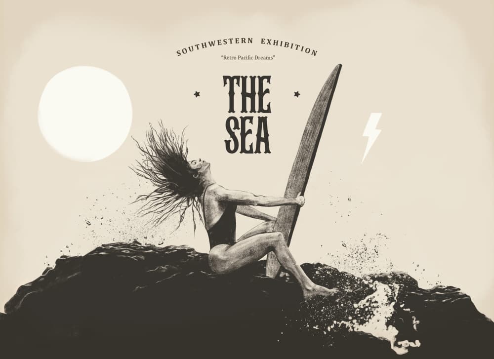 Vintage Surfer Sea Dreams by Dion Gem — canvas wall art