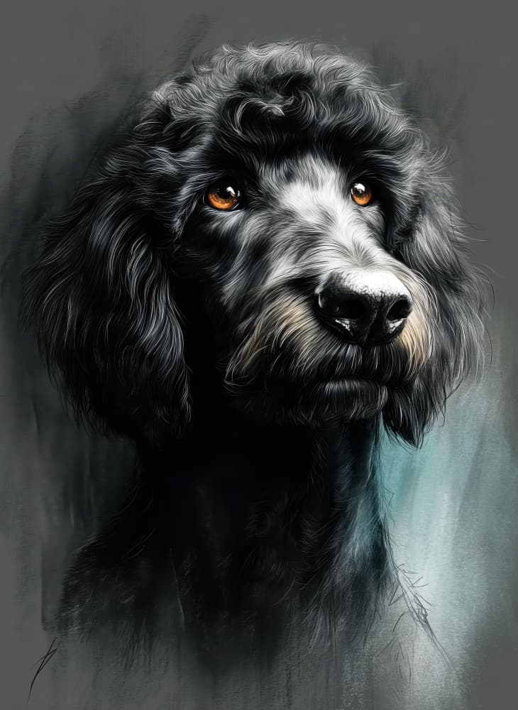 Expressive Black Poodle by Justyna Jaszke — canvas wall art