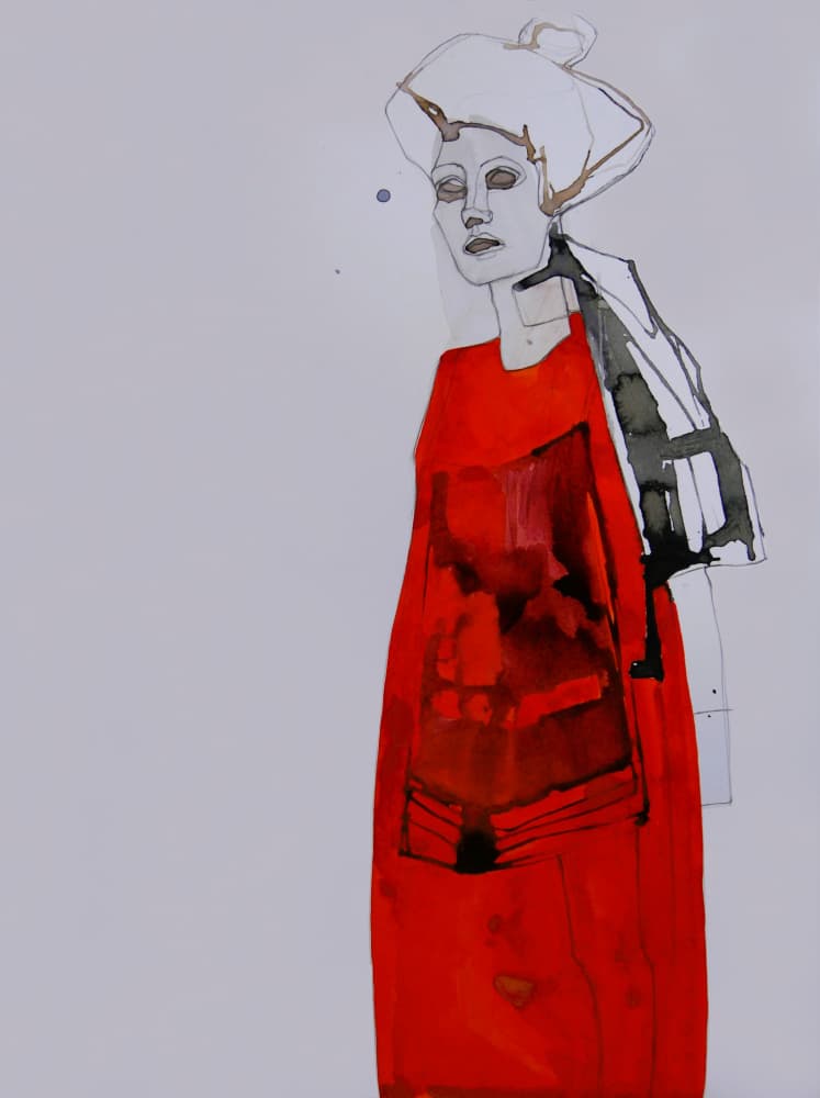 Elegant Woman in Red by Doris Schmitz — canvas wall art