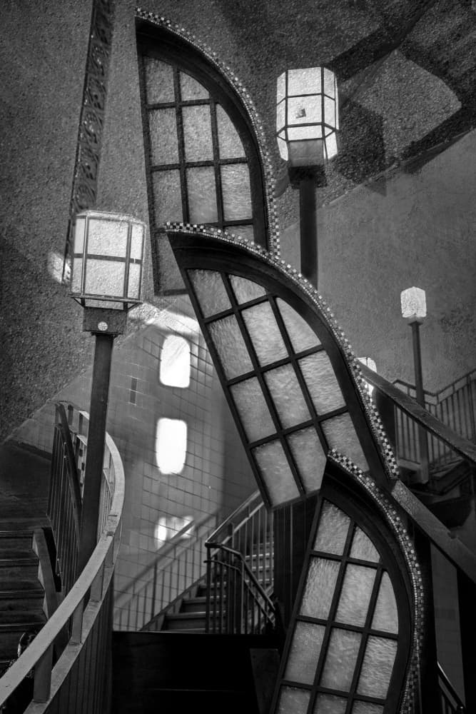 Art Deco Stairwell Lights by Holger Goehler — canvas wall art