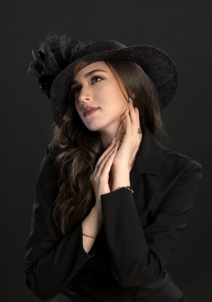 Elegant Woman in Black Hat by John Yuk Kong Chung — canvas wall art