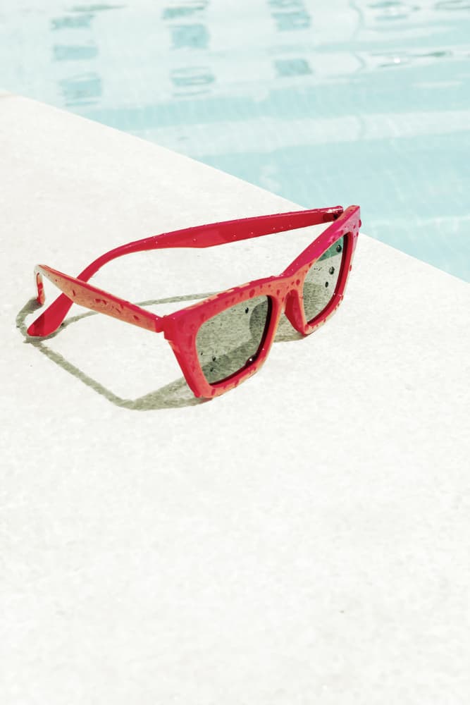 Red Poolside Sunglasses by Pictufy Studio III — canvas wall art