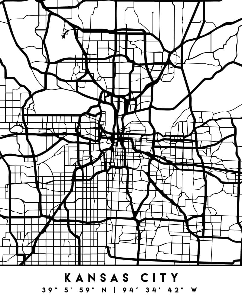Minimalist Kansas City Map by Emiliano Deificus — canvas wall art