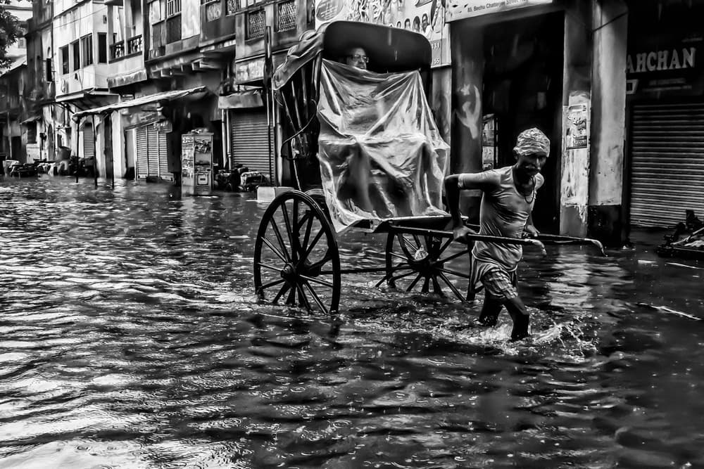 Flooded City Rickshaw by Debarshi Mukherjee — canvas wall art