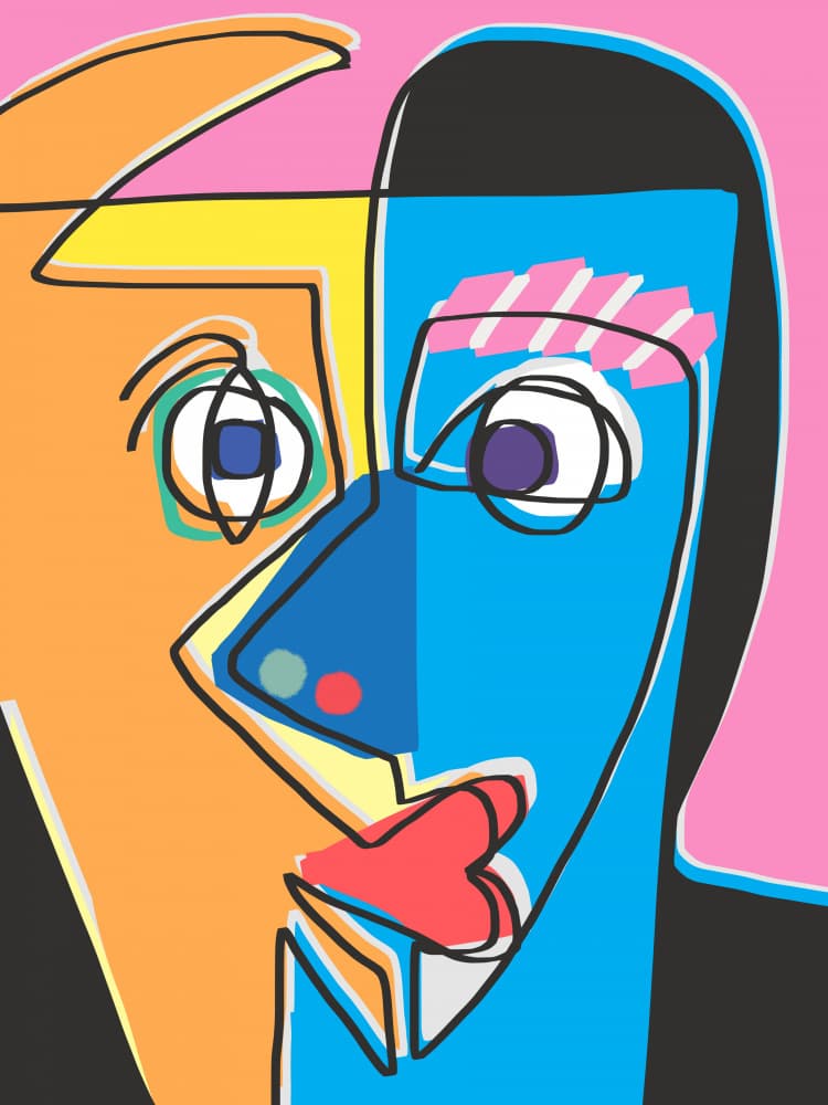 Vibrant Abstract Face by Little Dean — canvas wall art