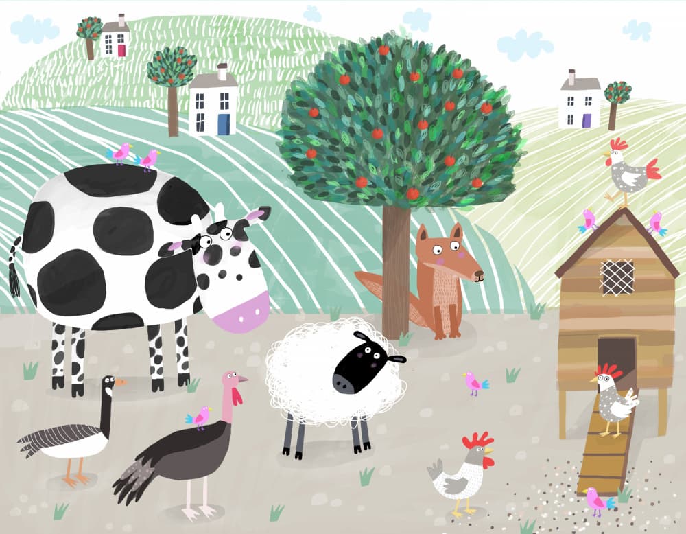 Whimsical Farm Friends by Carla Daly — canvas wall art