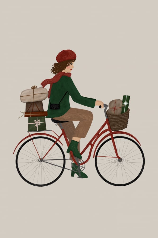 Holiday Bike Ride by EMELIEmaria — canvas wall art