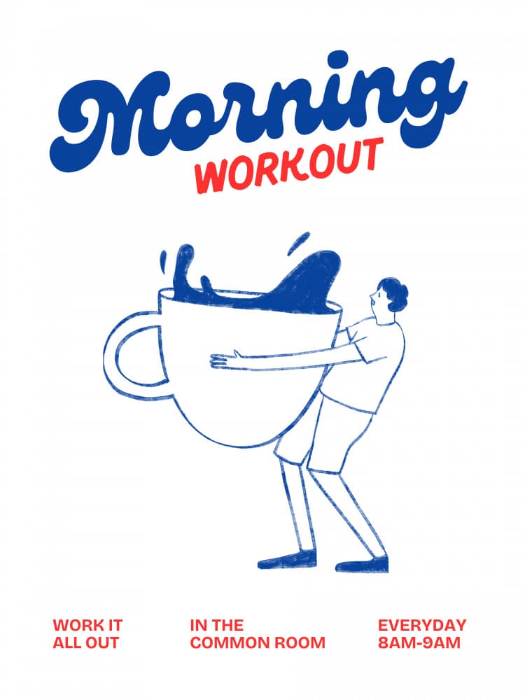 Morning Coffee Workout by Ohkimiko — canvas wall art