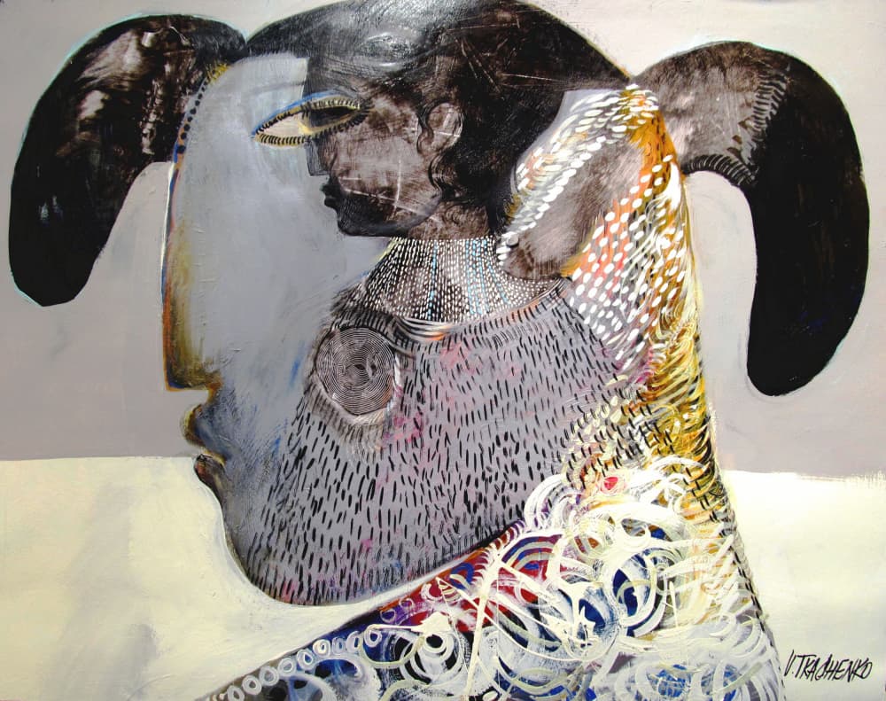 Enigmatic Ram Figure by Victor Tkachenko — canvas wall art