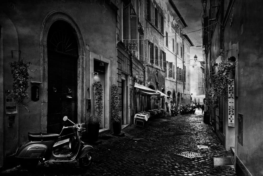 Vintage Italian Street Scooter by Jose C. Lobato — canvas wall art