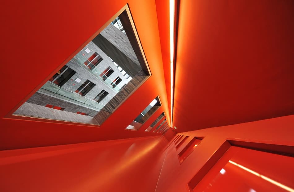 Vibrant Orange Architectural Forms by Gerard Jonkman — canvas wall art