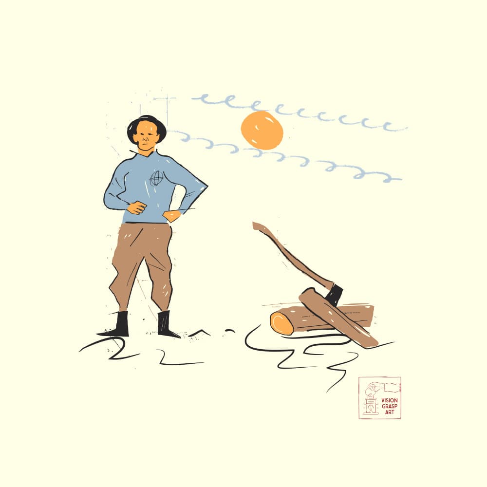 Lumberjack and Logs by The Creating Mind — canvas wall art