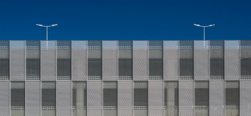 Modern Facade Blue Sky by Jef Van den Houte — canvas wall art