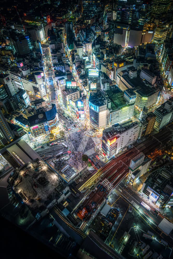 Bustling City Night Lights by Naka — canvas wall art