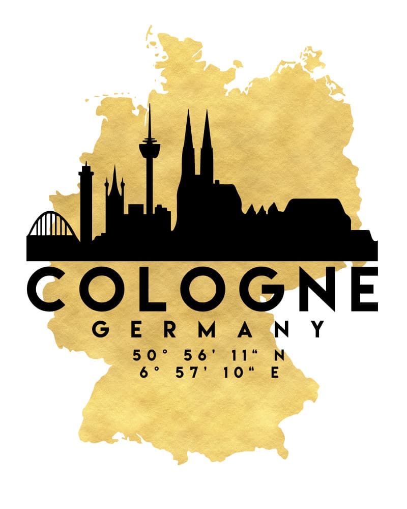 Golden Cologne Skyline by Emiliano Deificus — canvas wall art