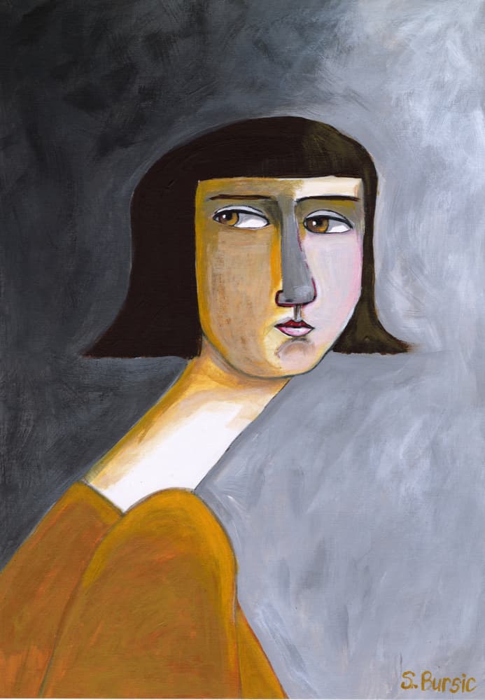 Pensive Woman Gaze by Sharyn Bursic — canvas wall art