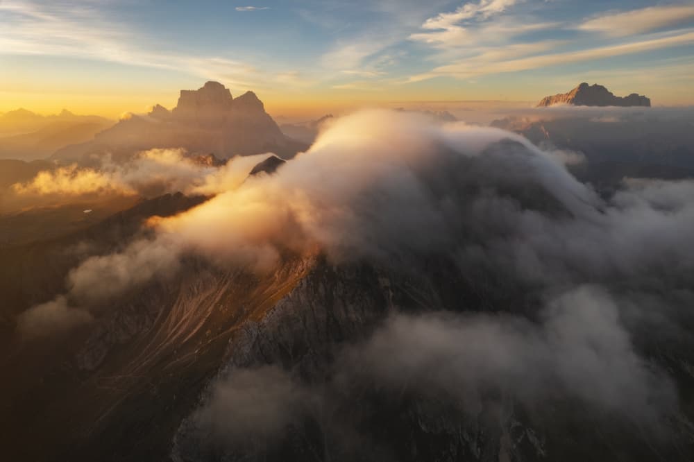 Golden Mountain Clouds by Lazar Ioan Ovidiu — canvas wall art