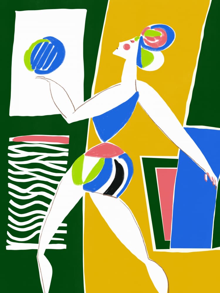 Abstract Woman Balancing Ball by Little Dean — canvas wall art