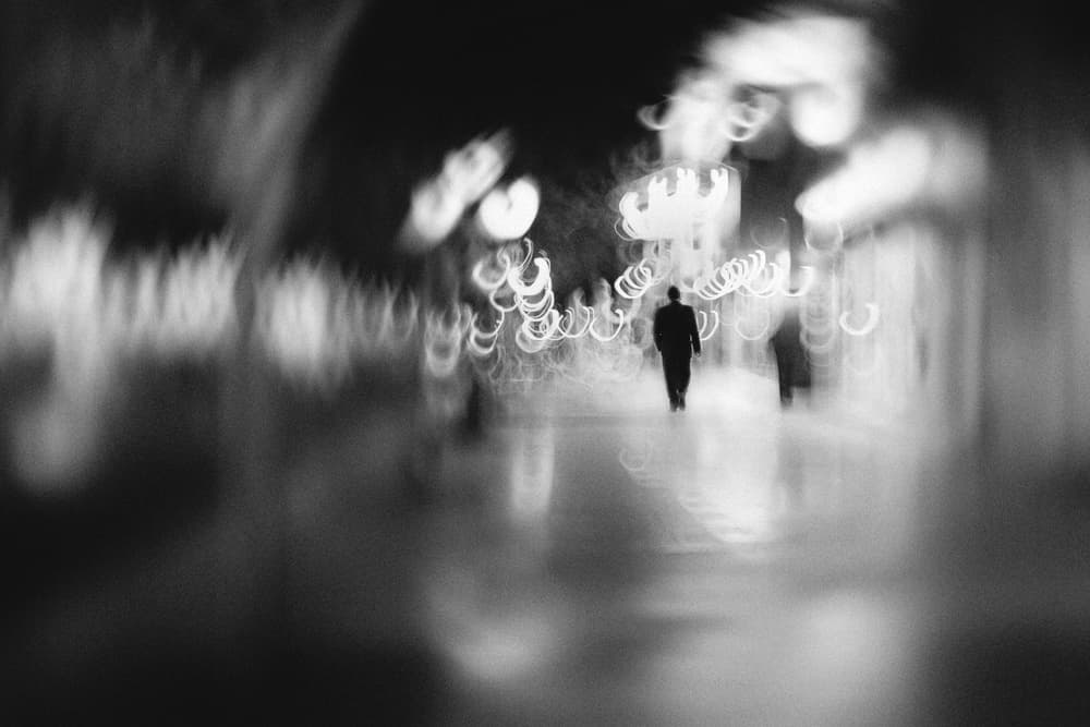 Lone Figure Night Walk by Xavier Garci — canvas wall art