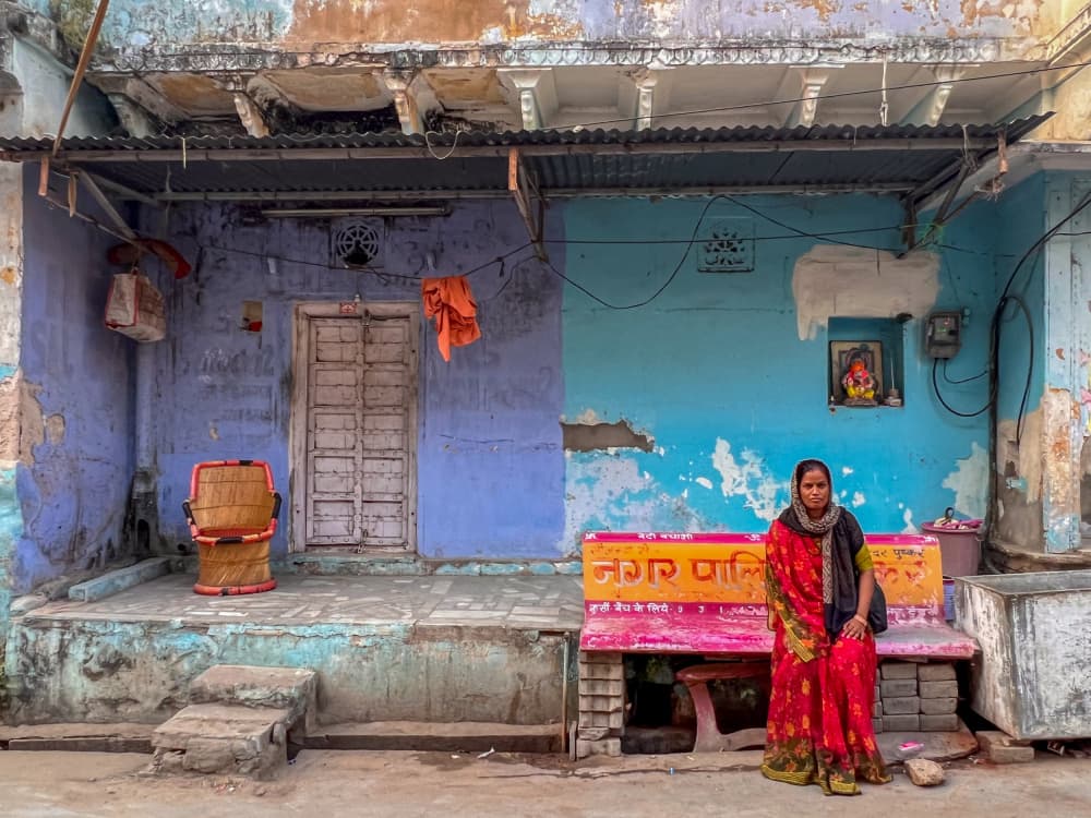 Vibrant Indian Street Portrait by Ilana Lam — canvas wall art