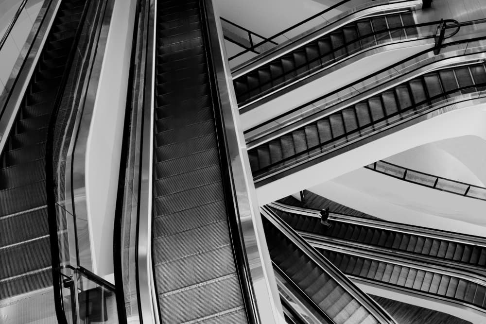 Modern Escalator Lines by konglingming — canvas wall art