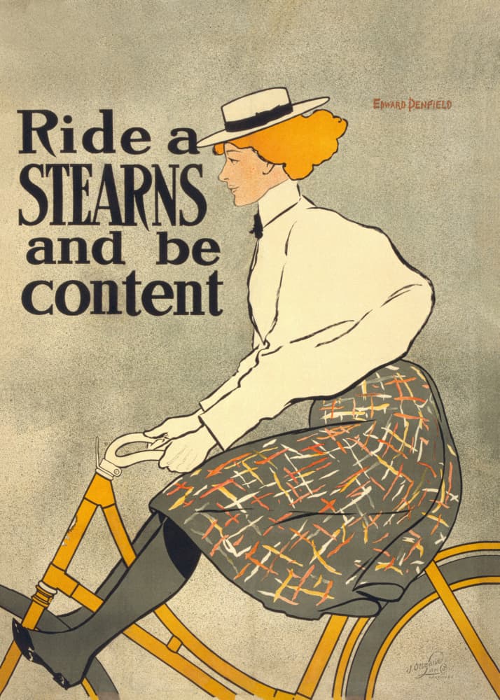 Ride a Stearns and Be Content (1896) by Edward Penfield — canvas wall art
