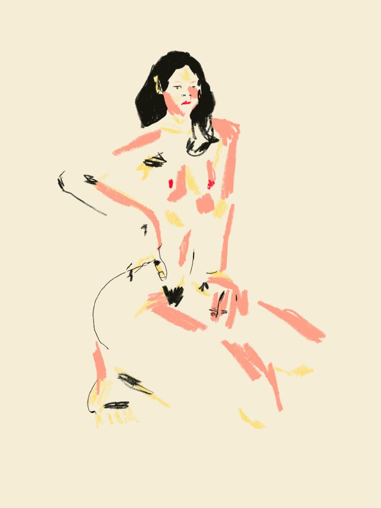 Expressive Nude Figure Sketch by Francesco Gulina — canvas wall art