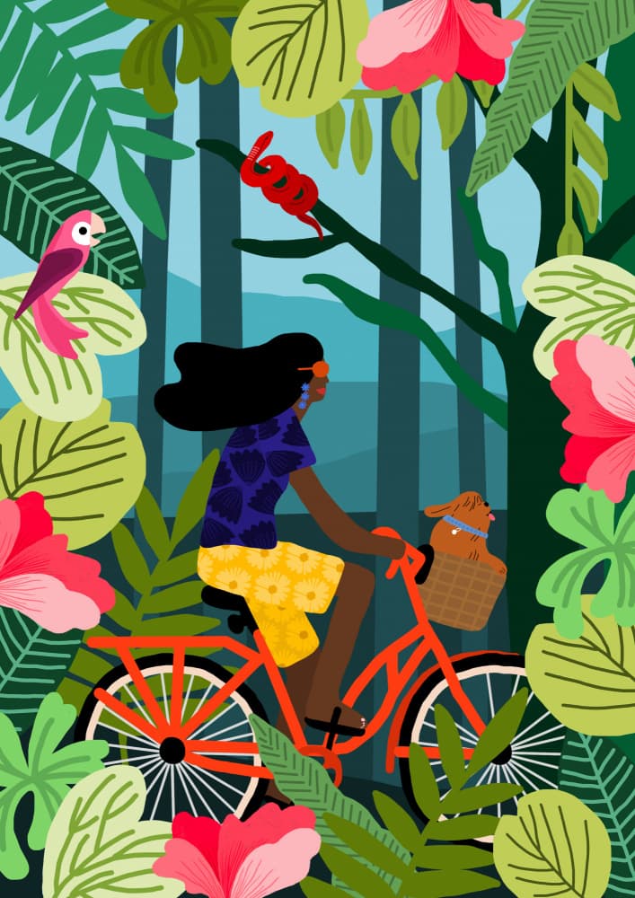 Jungle Biking by Rafaela Mascaro — canvas wall art