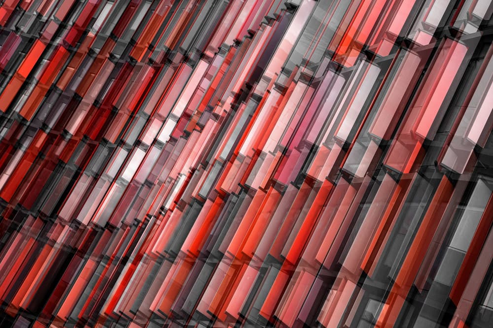 Red Geometric Layers by Rolf Endermann — canvas wall art