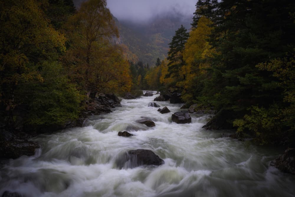 Serene Autumn River by carmenvillar — canvas wall art