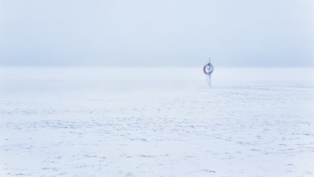 Frozen Horizon Lifebuoy by Leif Løndal — canvas wall art