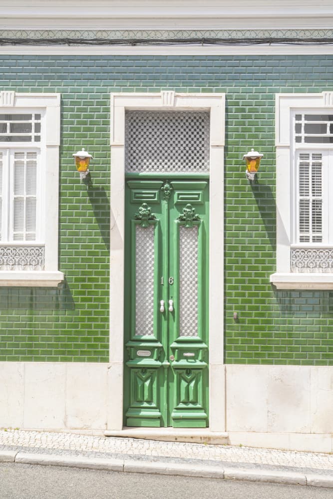 Ornate Green Door Facade by Henrike Schenk — canvas wall art