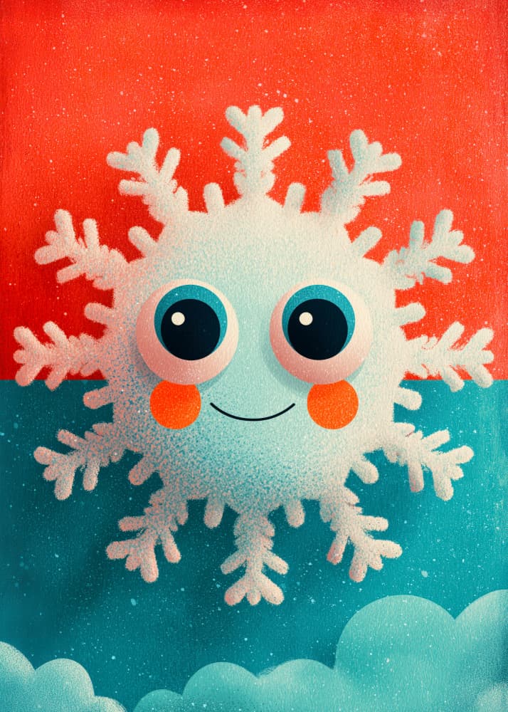 Cute Smiling Snowflake by Justyna Jaszke — canvas wall art